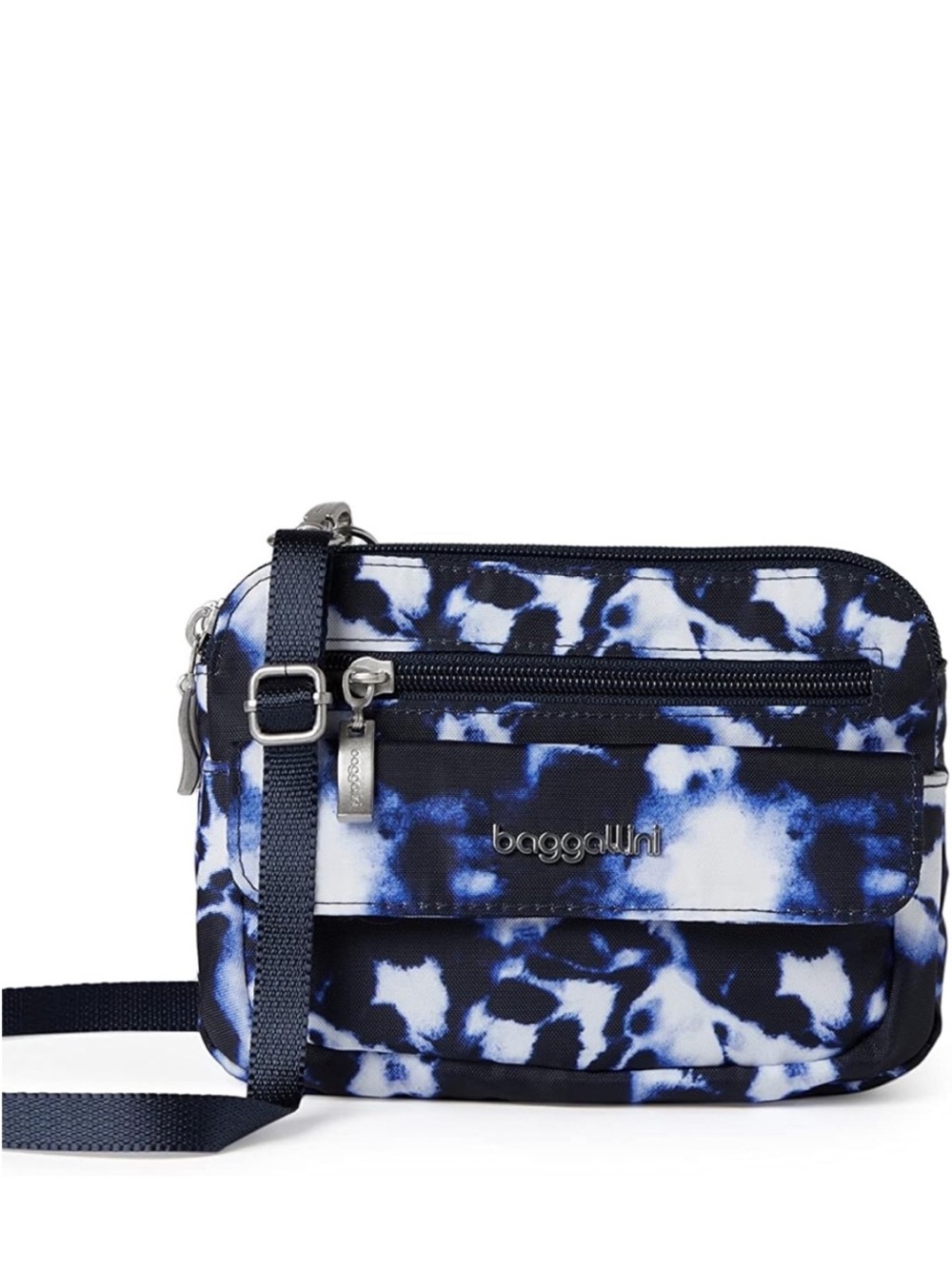 Baggallini RFID Modern Everywhere Crossbody Bag In Navy Ink Tie-dye New With Tag